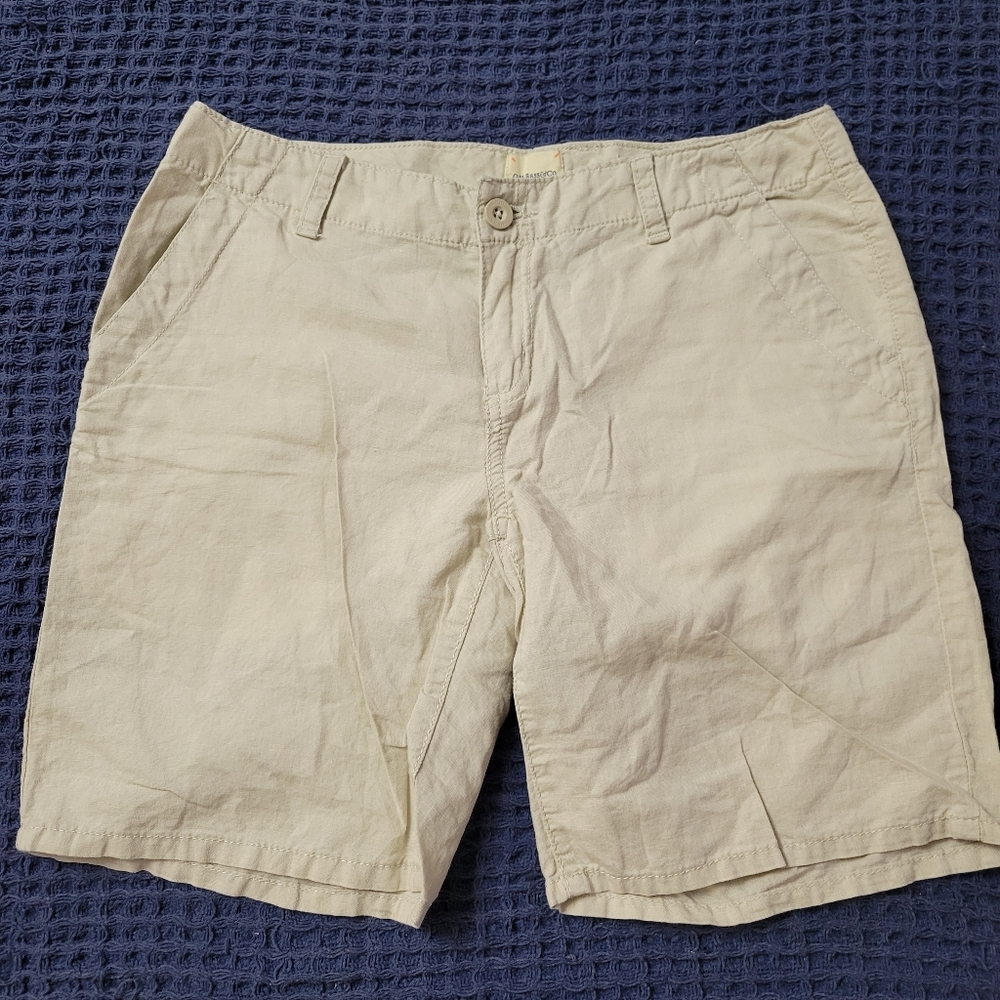 G.H.Bass & Co. Women's Shorts Linen Blend Size 4 Khaki Tan Mom Coastal Grandma